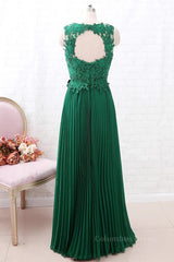Evening Dress Sleeve, A Line Round Neck Green Lace Long Prom Dress Bridesmaid Dress, Open Back Lace Green Formal Dress, Green Lace Evening Dress