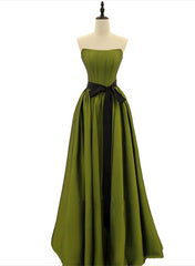 Bridesmaids Dresses Short, A-line Satin Green Long Party Dress Formal Dress, Green Long Evening Dress Prom Dress