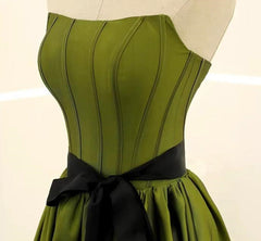Bridesmaid Dress Short, A-line Satin Green Long Party Dress Formal Dress, Green Long Evening Dress Prom Dress