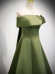 Prom Dress Outfits, A-Line Satin Green Long Prom Dress, Green Formal Dress