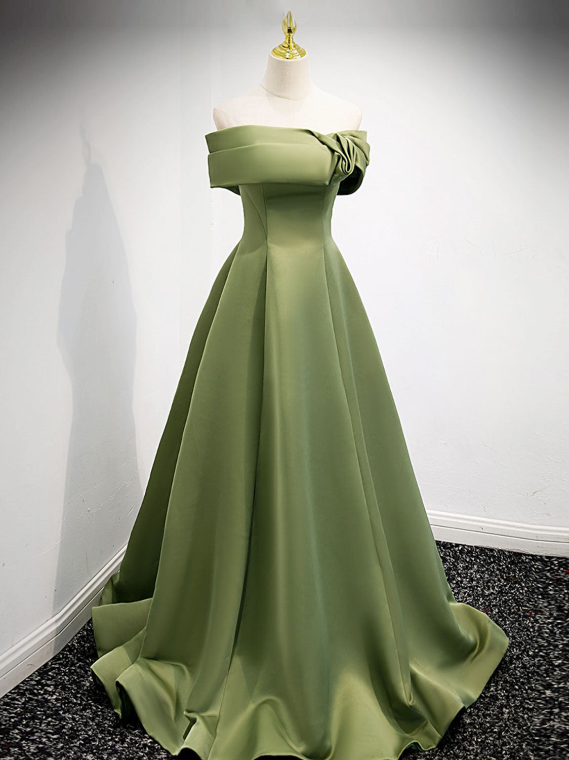 Prom Dresses Dress, A-Line Satin Green Long Prom Dress, Green Formal Dress