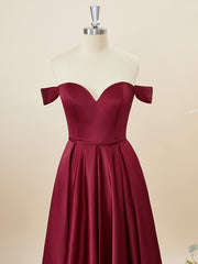 Party Dress For Baby, A-line Satin Off-the-Shoulder Floor-Length Bridesmaid Dress