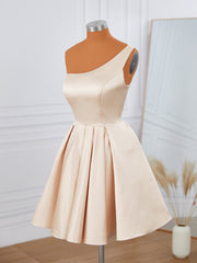 Homecoming Dresses Beautiful, A-line Satin One-Shoulder Short/Mini Dress