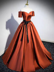 Bridesmaid Dress Color Schemes, A Line Satin Orange Long Prom Dresses, Orange Formal Bridesmaid Dresses