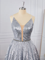 Prom Dress Pieces, A-line Sequins V-neck Sash/Ribbon/Belt Short/Mini Dress