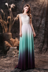 Bridesmaid Dressed Blush, A Line Sleeveless Appliques Ombre Silk Like Satin Floor Length Prom Dresses