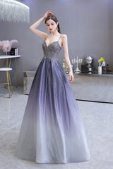 Bridesmaid Dresses By Color, A-Line Spaghetti Straps Long Sequins Prom Dresses