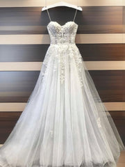 Wedding Dress Long Sleeve, A-line Sweetheart Appliques Lace Floor-Length Lace Wedding Dress
