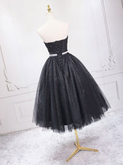 Prom Dress Type, A-Line Sweetheart Neck Black Short Prom Dress, Black Formal Evening Dresses