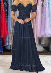 Homecoming Dresses Shop, A-line Sweetheart Strapless Long/Floor-Length Chiffon Prom Dress with Detachable Balloon Sleeves