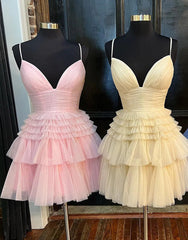 Bridesmaid Dress Style, A-line Tiered Short Homecoming Dress,Formal Mini Dresses