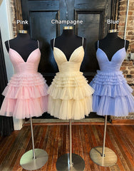 Bridesmaides Dresses Long, A-line Tiered Short Homecoming Dress,Formal Mini Dresses