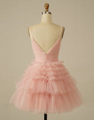 Bridesmaid Dress Stylee, A-line Tiered Short Homecoming Dress,Formal Mini Dresses