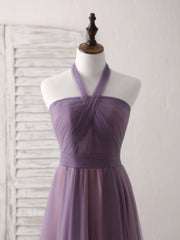 Party Dresses For Teenage Girl, A-Line Tulle High Low Long Prom Dress Simple Bridesmaid Dress