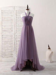 Party Dress For Summer, A-Line Tulle High Low Long Prom Dress Simple Bridesmaid Dress