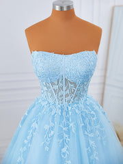 Prom Dress Princess Style, A-line Tulle Strapless Appliques Lace Corset Short/Mini Dress