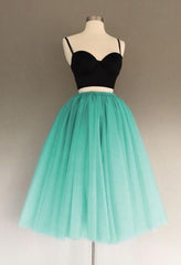 Prom Dress Patterns, A Line Two Piece Homecoming Dresses Short Tulle Prom Gowns