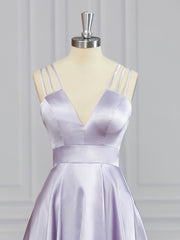Prom Dress Sales, A-line V-neck Ruffles Short/Mini Elastic Woven Satin Dress