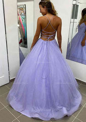 Prom Dresses Prom Dresses, A-line V Neck Spaghetti Straps Long/Floor-Length Glitter Prom Dress With Pockets