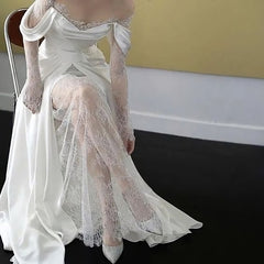 Wedding Dress Fitting, A Line Wedding Dress Long Satin Prom Dresses