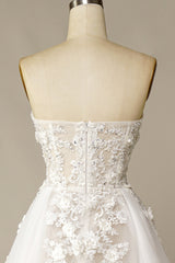 Wedding Dress Fitting, A Line Wedding Dress with Appliques