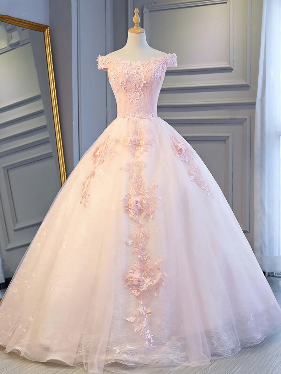 Formal Dress For Wedding Guest, Adorable Pink Tulle Off Shoulder Pink Party Dress , Sweetheart Formal Dress