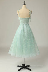 Party Dress In White, Agave A-line Tie Bow Straps Applique Pleated Mini Homecoming Dress