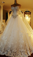 Party Dress Party, Amazing Bridal Dresses Sweetheart Appliques Crystal Beading Classic A Line Bridal Gowns