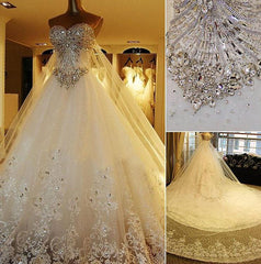 Party Dress Spring, Amazing Bridal Dresses Sweetheart Appliques Crystal Beading Classic A Line Bridal Gowns