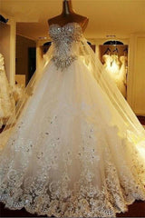 Party Dress Outfits Ideas, Amazing Bridal Dresses Sweetheart Appliques Crystal Beading Classic A Line Bridal Gowns