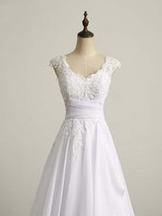 Wedding Dresses Fashion, Appliques V-Neck Lace-Up Chiffon Wedding Dresses