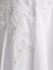 Wedding Dress Fashion, Appliques V-Neck Lace-Up Chiffon Wedding Dresses