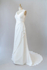 Wedding Dress Uk, Awesome Long Sheath Lace Chiffon Backless Wedding Dress