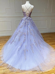 Bridesmaids Dress Modest, Backless Purple Lace Prom Dresses, Open Back Purple Lace Formal Evening Dresses