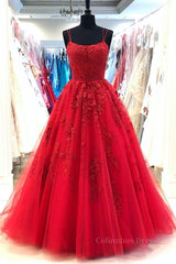 Homecoming Dresses Formal, Backless Red Lace Long Prom Dress, Red Lace Formal Dress, Red Evening Dress, Lace Ball Gown