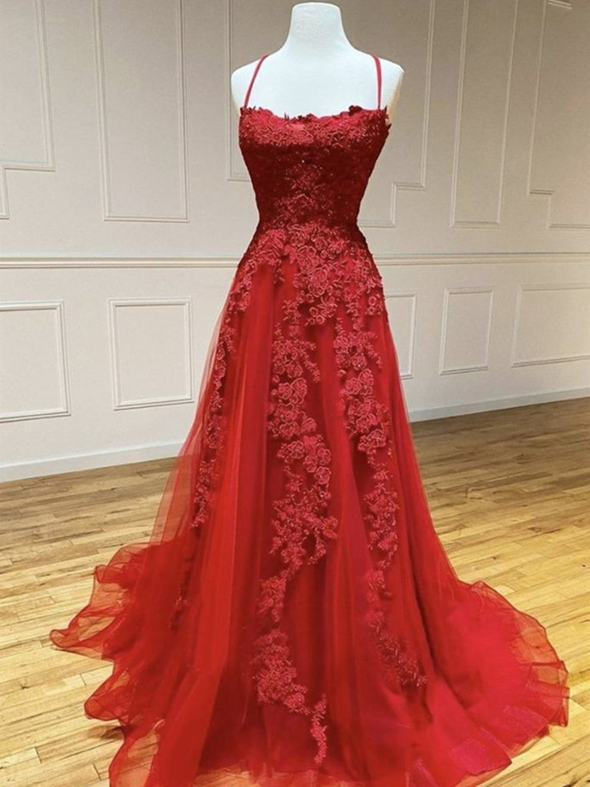 Formal Dress Store, Backless Red Lace Prom Dresses, Open Back Red Lace Formal Evening Dresses