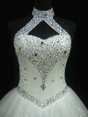 Wedding Dresses Dresses, Ball-Gown Halter Beading Floor-Length Tulle Wedding Dress
