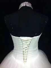 Wedding Dress Deals, Ball-Gown Halter Beading Floor-Length Tulle Wedding Dress