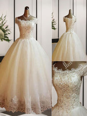 Wedding Dress Elegant, Ball-Gown Off-the-Shoulder Sequin Floor-Length Tulle Wedding Dress