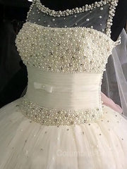 Wedding Dress Southern, Ball Gown Scoop Floor-Length Tulle Wedding Dresses With Beading