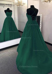 Evening Dresses Red, Ball Gown Scoop Neck Long/Floor-Length Tulle Prom Dress