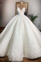 Wedding Dress Mermaid, Ball Gown Spaghetti Strap Floor Length Organza Applique Wedding Dress