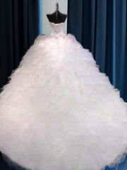 Wedding Dress Design, Ball-Gown Sweetheart Beading Cathedral Train Organza Wedding Dress