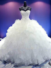 Wedding Dress Collection, Ball-Gown Sweetheart Beading Cathedral Train Organza Wedding Dress