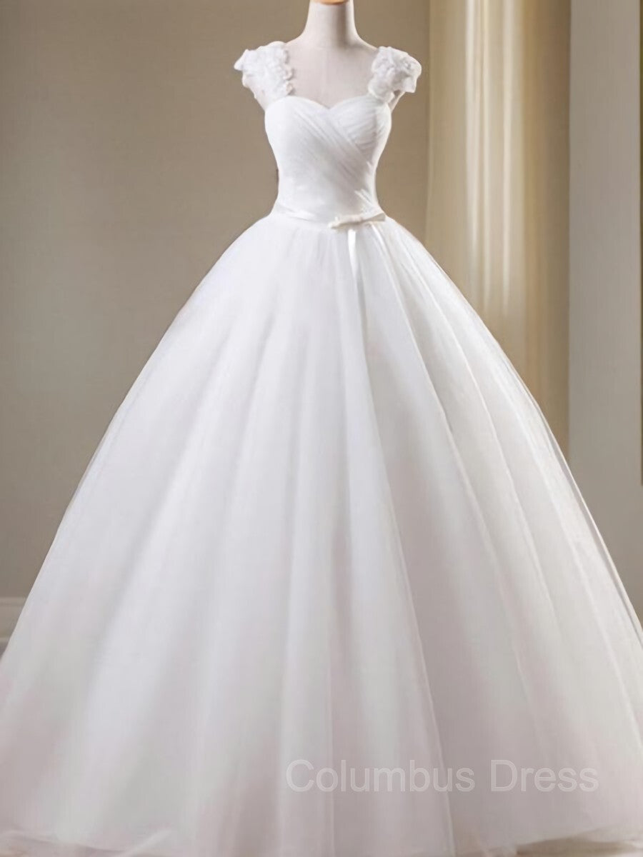 Wedding Dress For Fall Wedding, Ball Gown Sweetheart Floor-Length Tulle Wedding Dresses With Beading