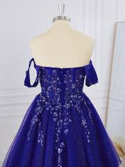 Homecoming Dress 2037, Ball-Gown Tulle Off-the-Shoulder Appliques Lace Corset Short/Mini Dress