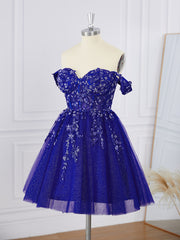 Homecoming Dress Websites, Ball-Gown Tulle Off-the-Shoulder Appliques Lace Corset Short/Mini Dress