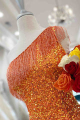 Wedding Dress Inspiration, Beaded Fringe Orange Tight Short Homecoming Dress Cocktail Dresses Wedding