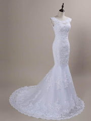 Wedding Dresses Styles, Beaded Lace Backless Mermaid  Wedding Dresses