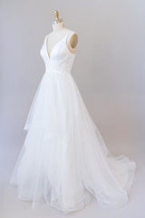 Wedding Dress Inspired, Beautiful V-neck Tulle A-line Wedding Dress